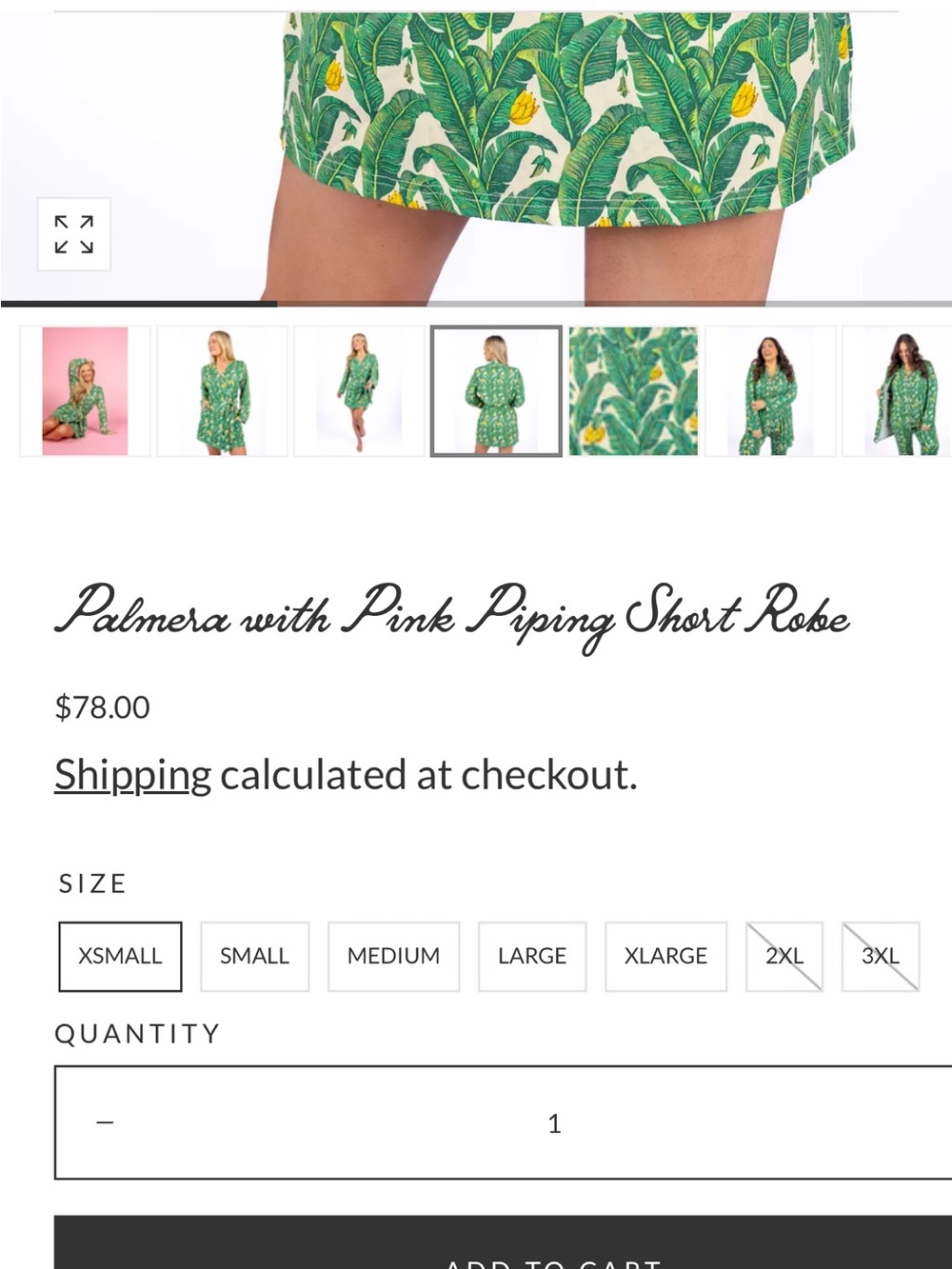 Green Floral Wrap Robe with Tropical Leaf Print - Picture 4 of 4